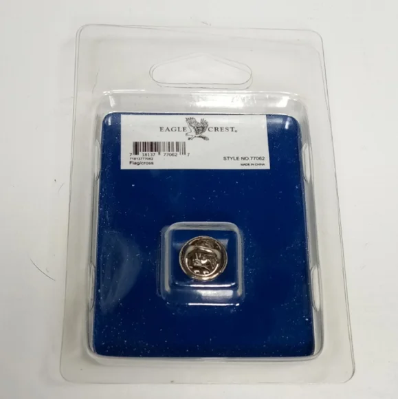 Eagle Crest American Flag With Cross Hat Lapel Pin - Picture 5 of 8